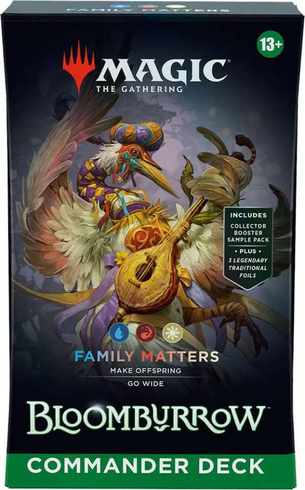 Colorful family with fantasy horns and wings, emphasizing unity.