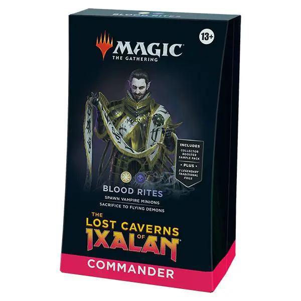 Magic: The Gathering Ixalan Lost Caverns Commander deck box.