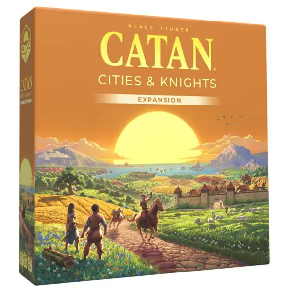 Box of Catan: Cities & Knights board game with sunset artwork.
