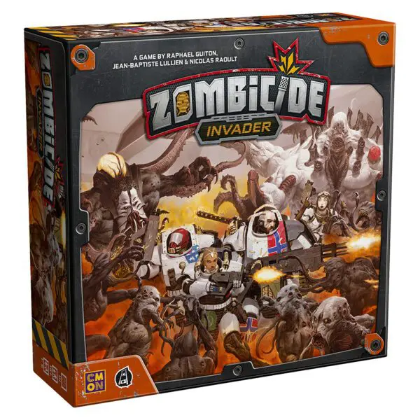 The Zombicide Invader board game box with sci-fi zombie artwork.