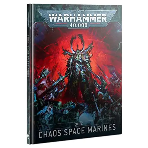 Warhammer 40,000 Chaos Space Marines book with dark, intense cover art.