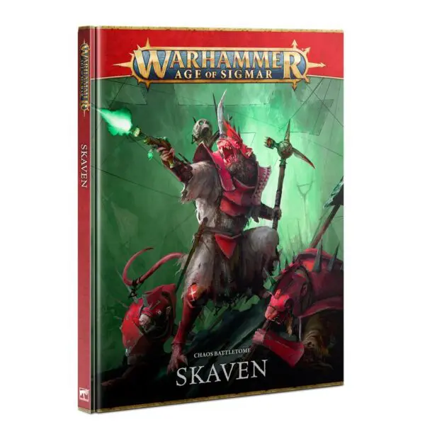 Warhammer Skaven book cover with a menacing rat warrior.