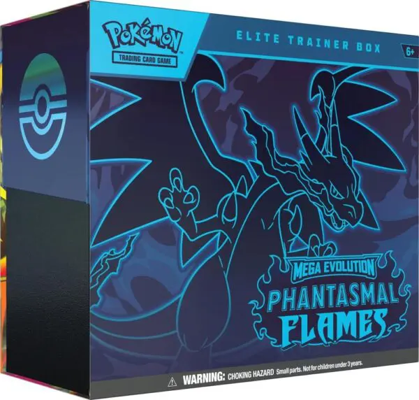 Pokémon TCG Elite Trainer Box featuring Charizard in a dark blue design.