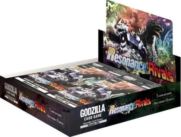 Godzilla card game box with vibrant monster artwork.