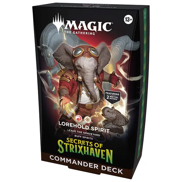 Magic: The Gathering Lorehold Expedition Commander deck box with elephant artwork.