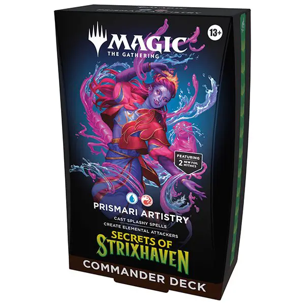 A Magic: The Gathering Strixhaven Commander Deck featuring Prismari elements.