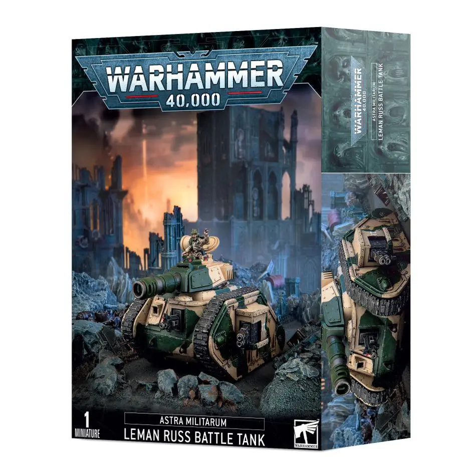 Warhammer 40,000 Chaos Rhino Battle Tank model kit box.