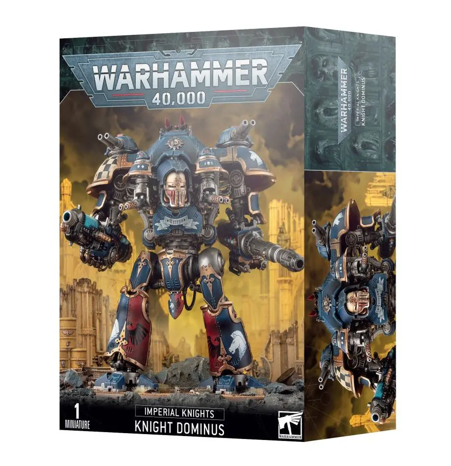 Boxed figure of Warhammer 40K Knight Errant Dominus.