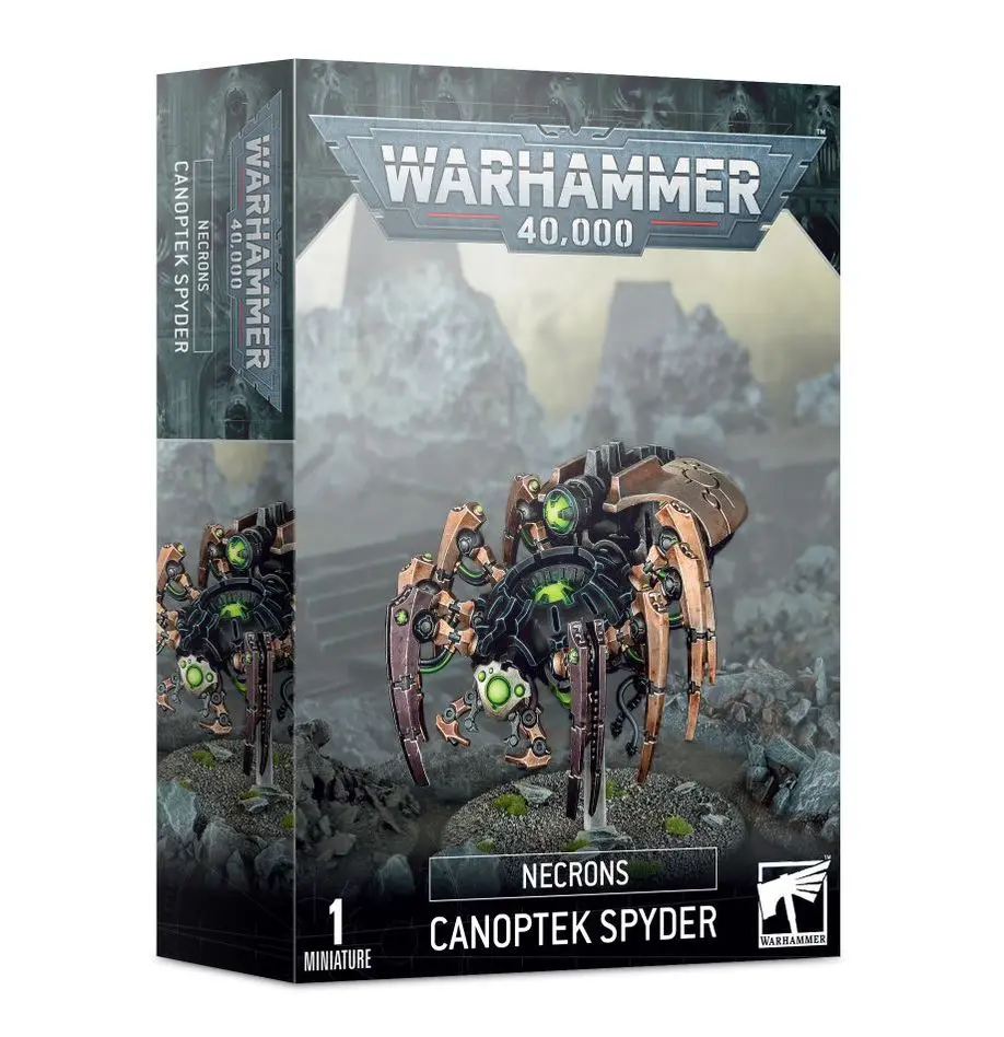 Warhammer 40,000 Canoptek Spyder model kit box art.