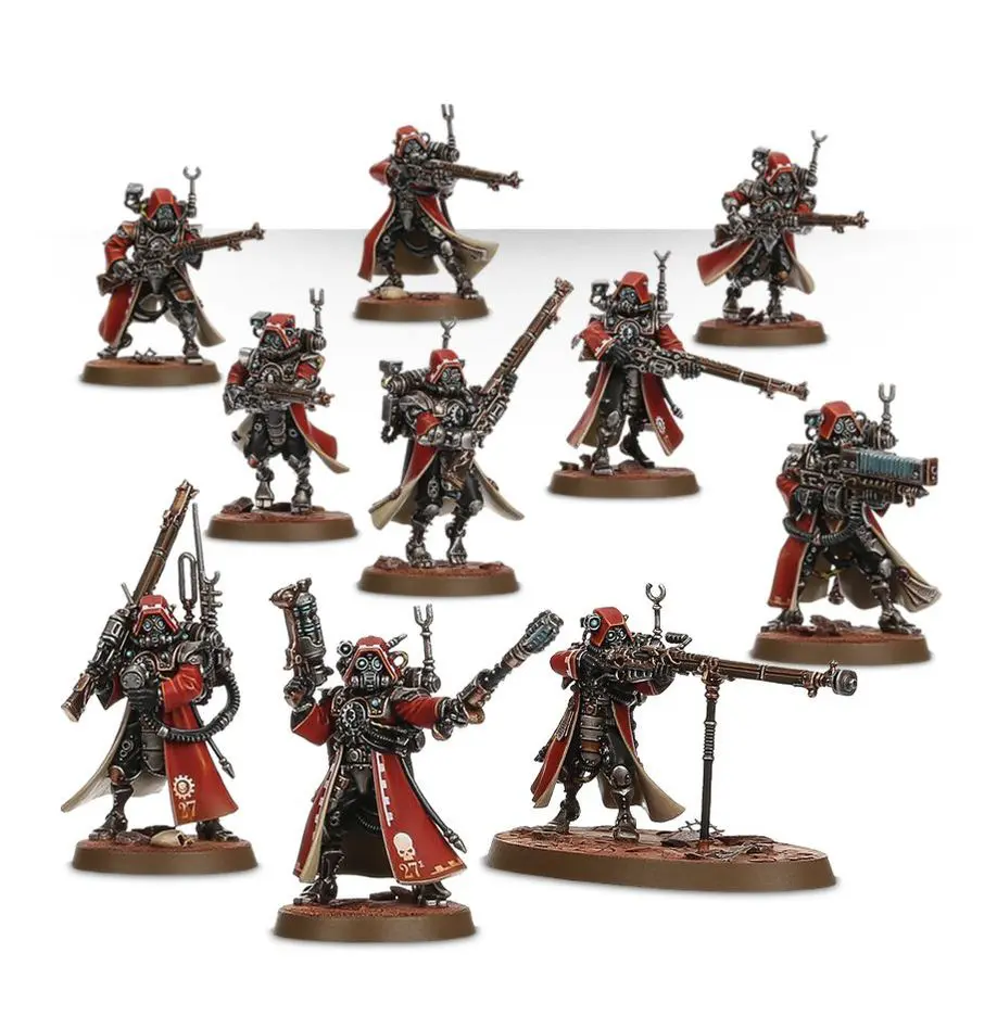 A group of intricately painted miniature warriors in dynamic poses.