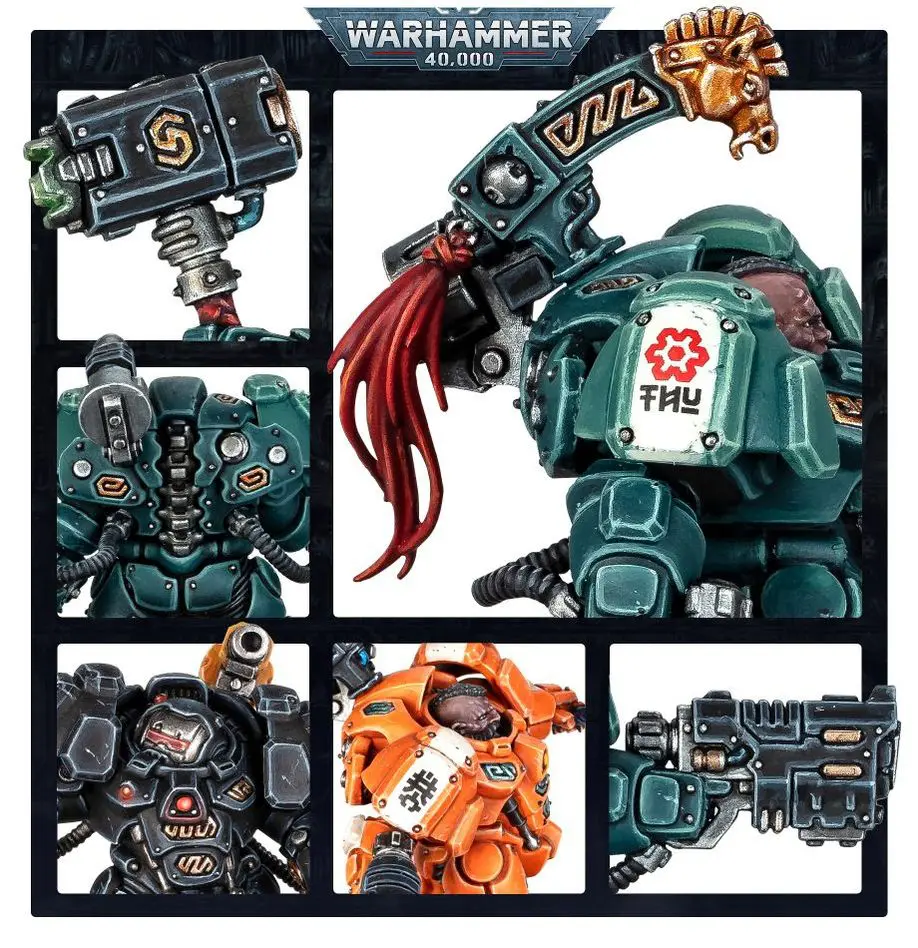 Comic-style Warhammer 40K armored soldiers in battle scenes.