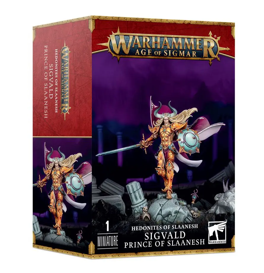 Boxed Sigvald the Prince of Slaanesh miniature from Warhammer Age of Sigmar.