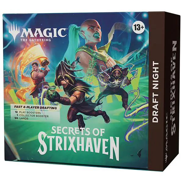 Box of Magic: The Gathering Secrets of Strixhaven Draft Night set.