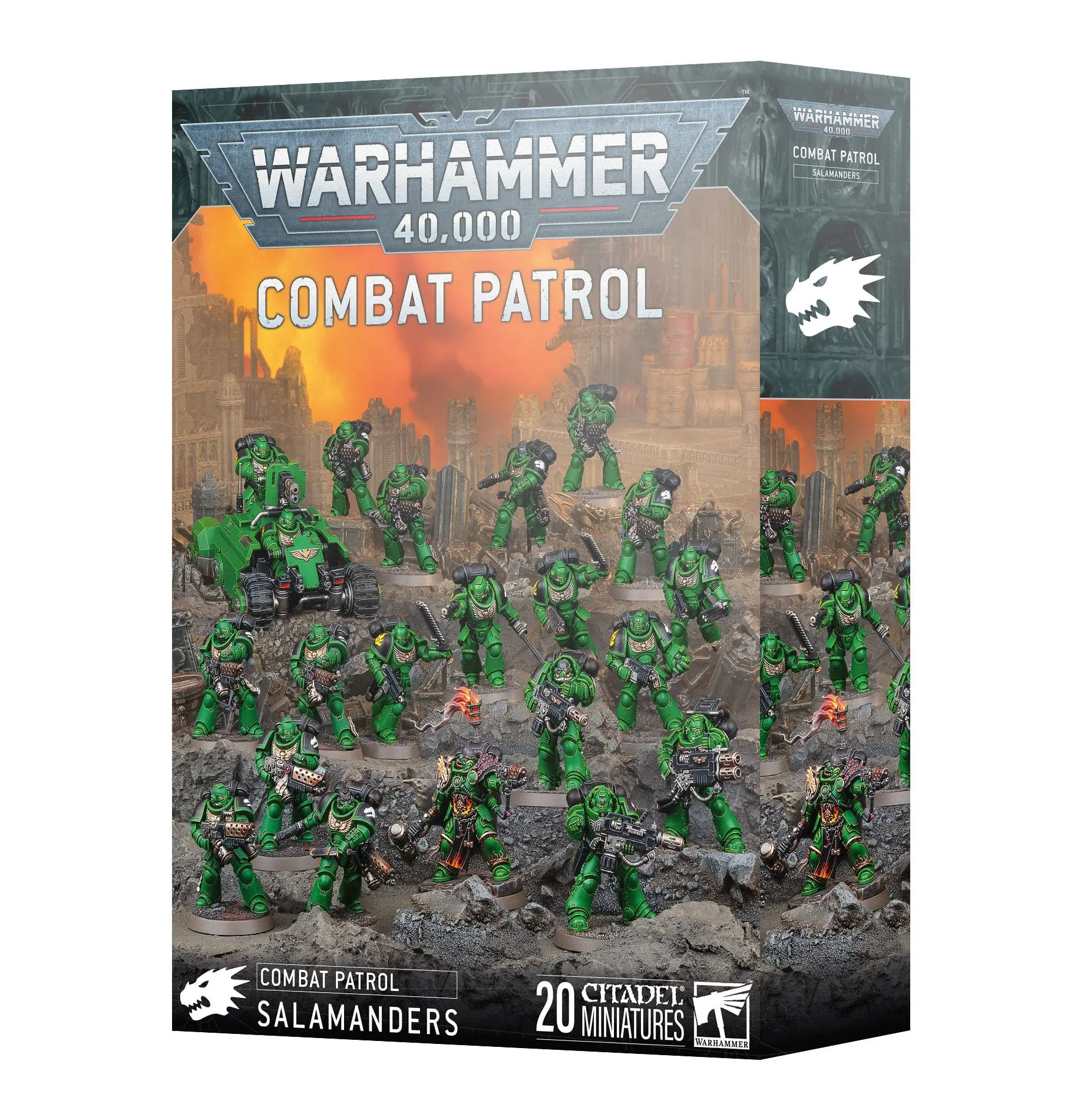 Box of Warhammer 40,000 Combat Patrol miniatures with 20 figures.