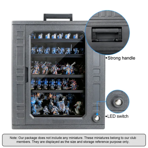 A sturdy gray storage case with LED switch and strong handle.