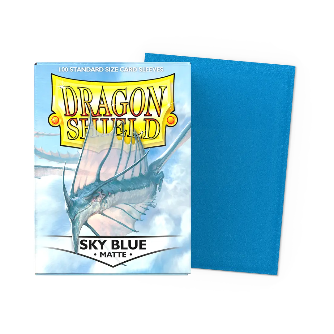 A deck box for Dragon Shield card sleeves in sky blue.