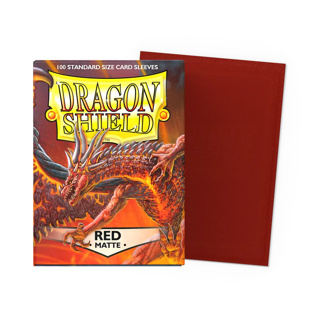 A Dragon Shield card protector with a fiery dragon design.