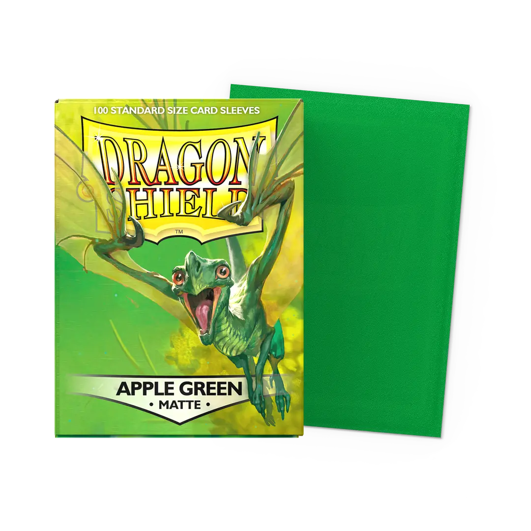 Apple green matte Dragon Shield card sleeves.